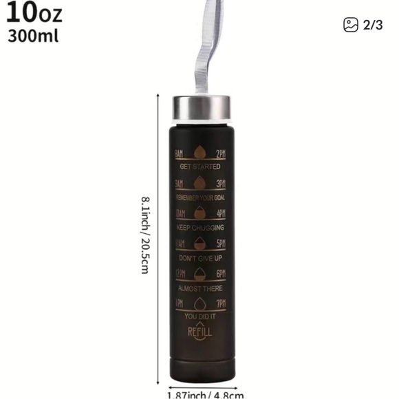 MOTIVATIONAL WATER BOTTLES w/QUOTES 3 PIECE SET NIP BLACK/GOLD 3 DIFFERENT SIZES - Picture 3 of 3